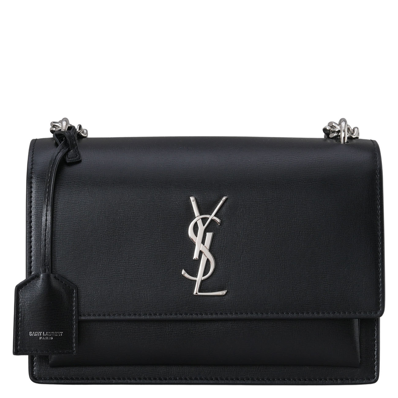 YVES SAINT LAURENT(USED)생로랑 442906 선셋백 미듐 블랙 은장